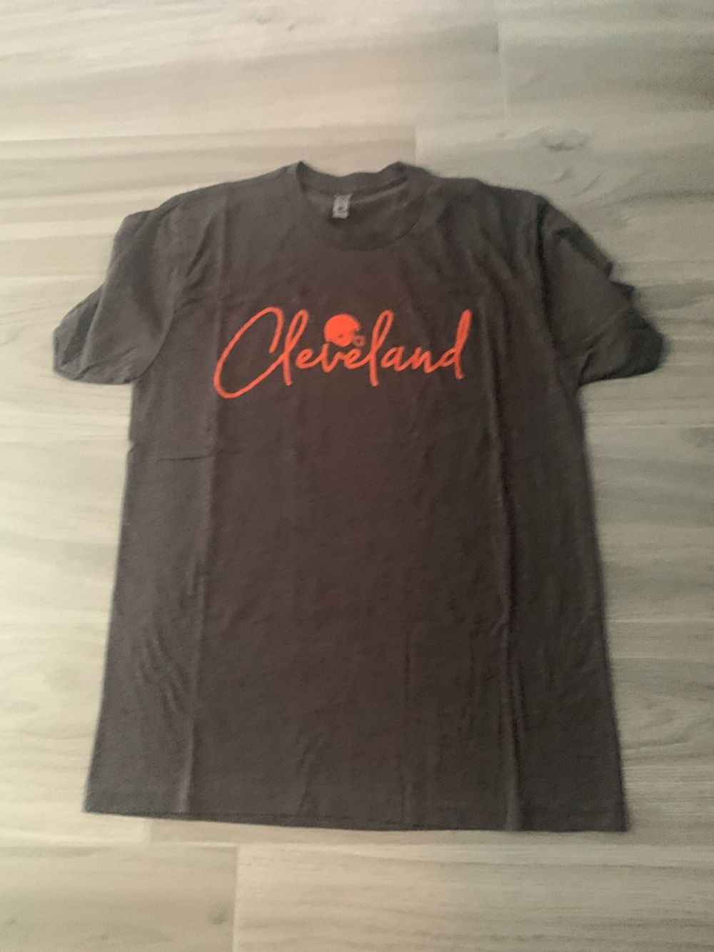 Next Level Apparel Brown Tee with Orange Cleveland Script